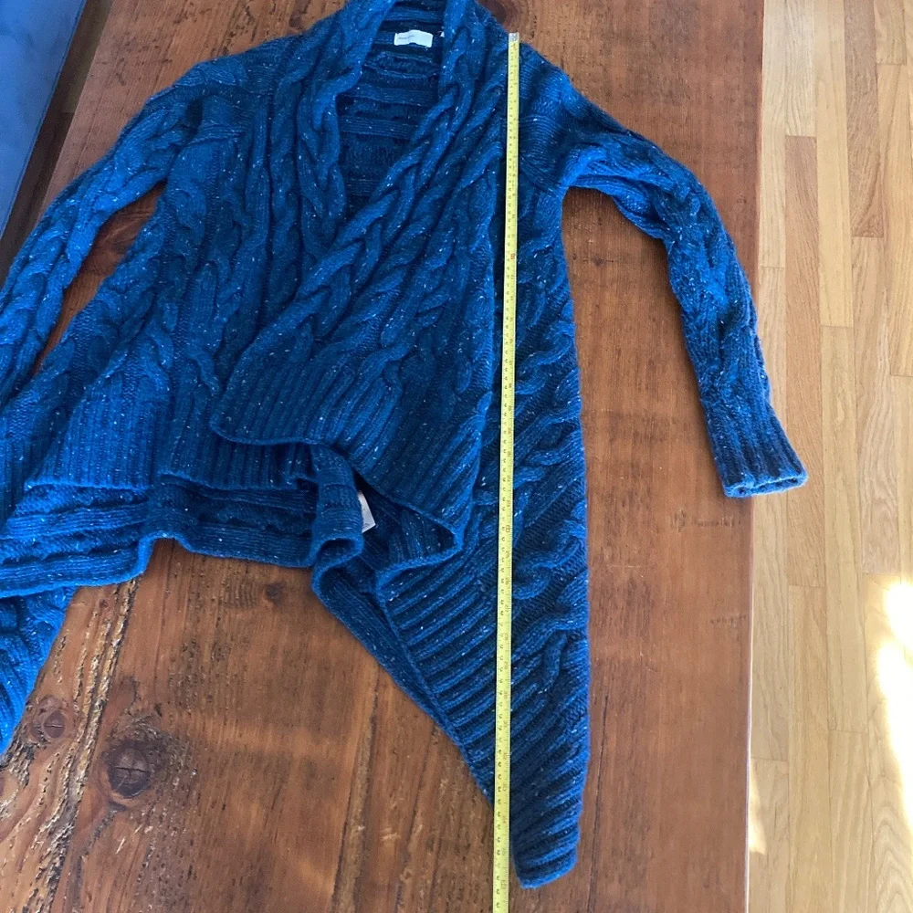 Anthropologie Teal Speckled Cable Sweater Cardigan Size S by Sleeping on Snow